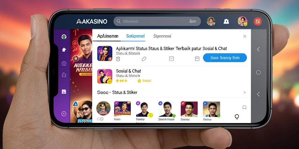 Antarmuka AAKASINO yang menarik dengan beragam stiker.