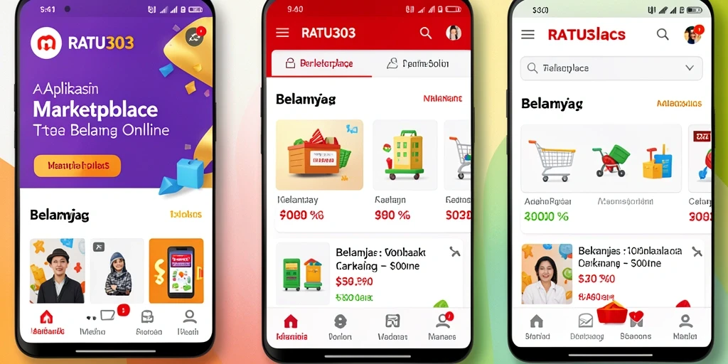 Tampilan antarmuka utama aplikasi RATU303 Marketplace yang memudahkan berbelanja.